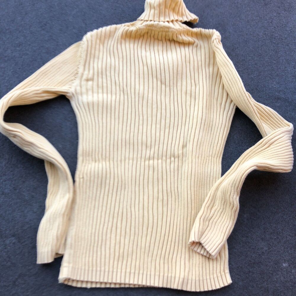 04' vtg Y2K Tommy Hilfiger Ribbed Turtleneck Top Womens Small soft Yellow A13